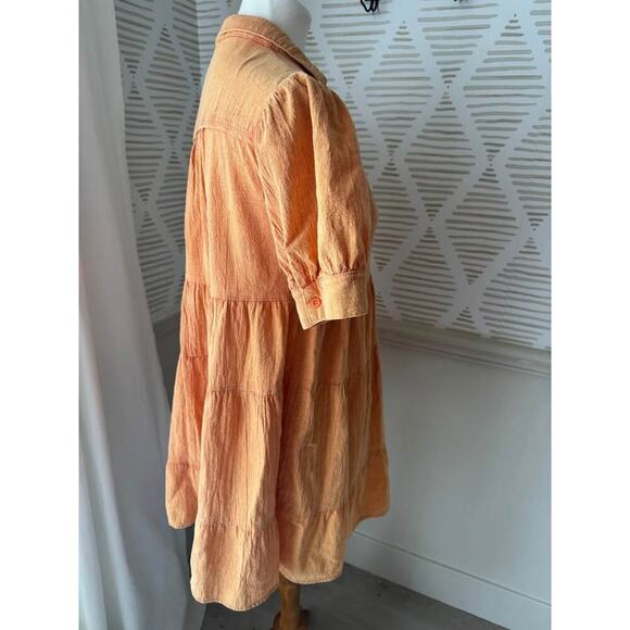 Umgee Women’s Medium Distressed Orange Tiered Mini Dress - Picture 4 of 6